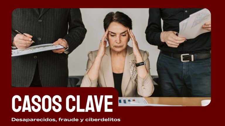 Directivos revisando documentos de casos clave de investigación privada en México