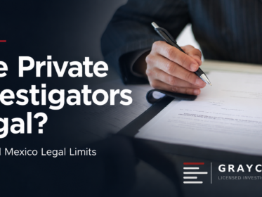 Are private investigators legal? Cover image showing a person reviewing legal documents, with GrayCat PI branding.